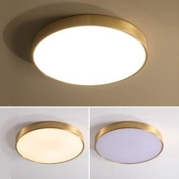 Luminária de teto redonda embutida moderna em acrílico dourado