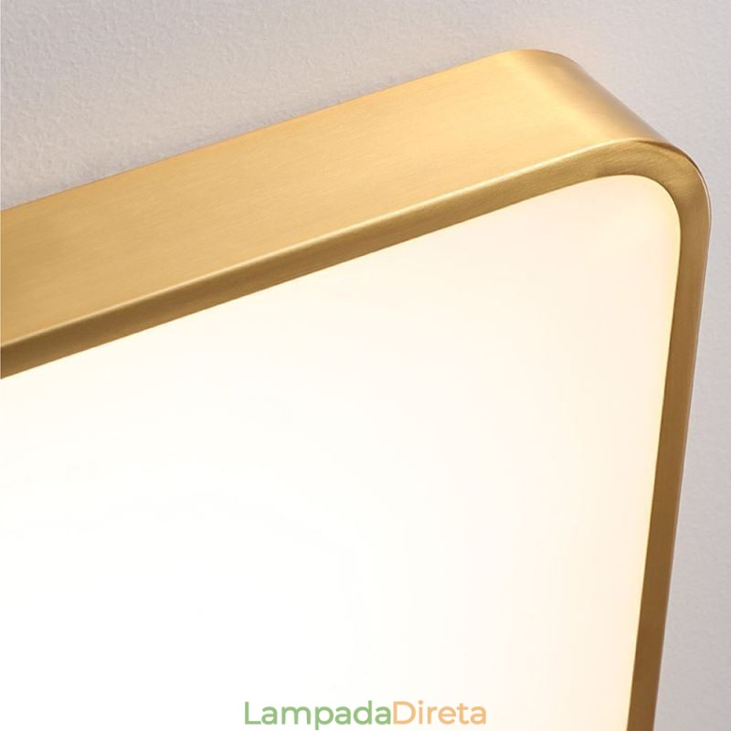 Luminária de teto quadrada dourada minimalista de acrílico embutida