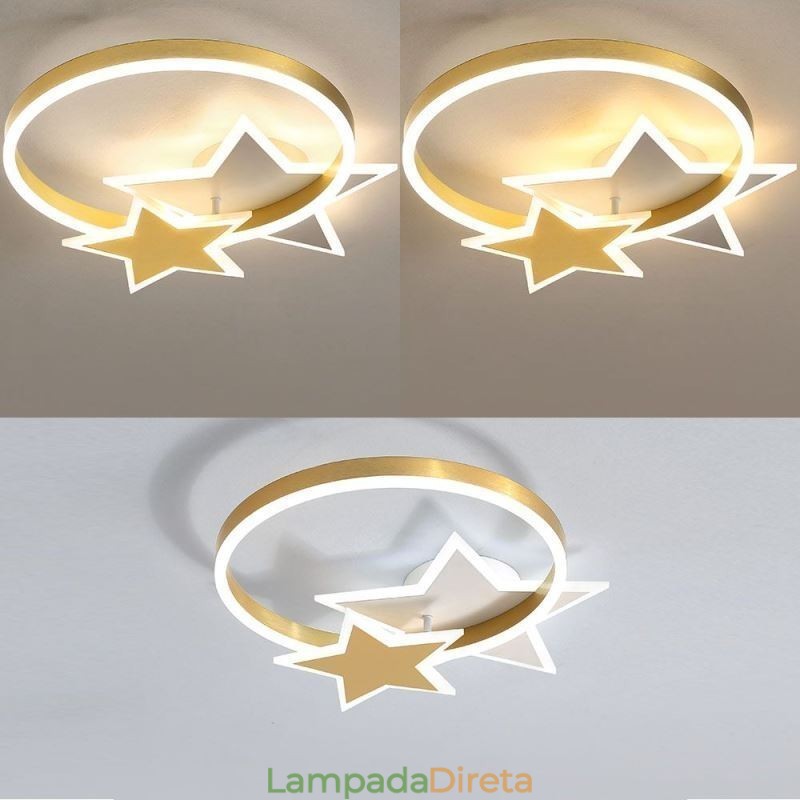 Luminária de teto embutida em estrela, luminária acrílica com duas estrelas