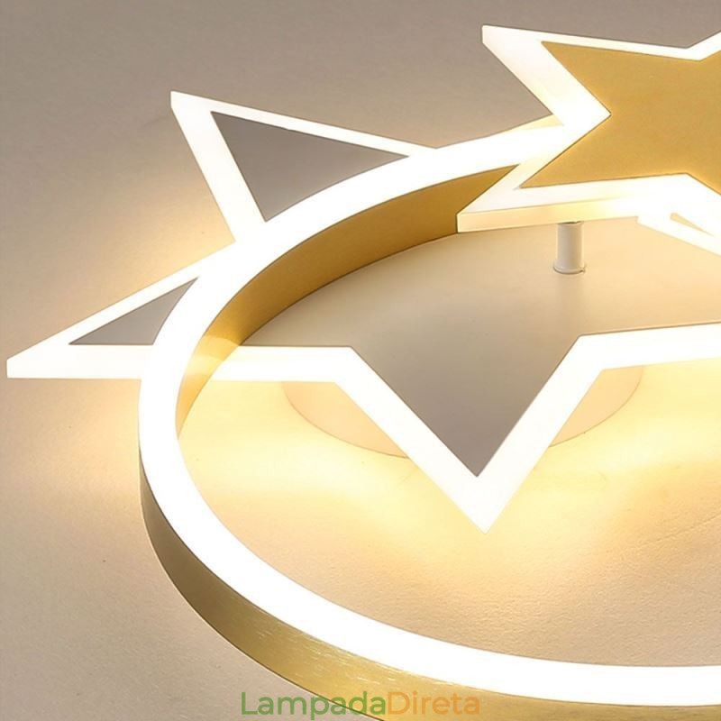 Luminária de teto embutida em estrela, luminária acrílica com duas estrelas