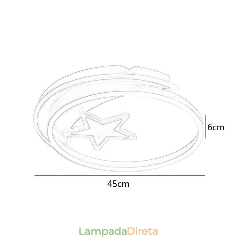 Luminária de teto embutida Moon Star em acrílico dourado