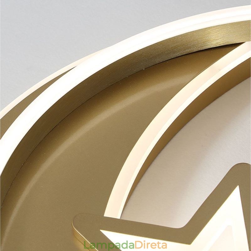 Luminária de teto embutida Moon Star em acrílico dourado