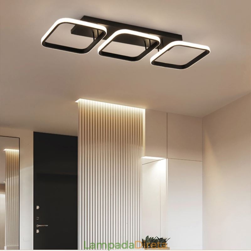 Luminária de teto moderna minimalista com moldura quadrada de acrílico embutida