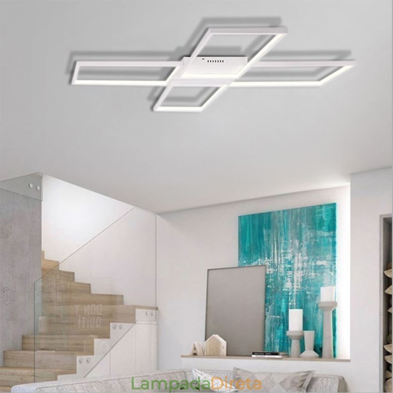 Luminária de teto acrílica minimalista embutida em formato de X