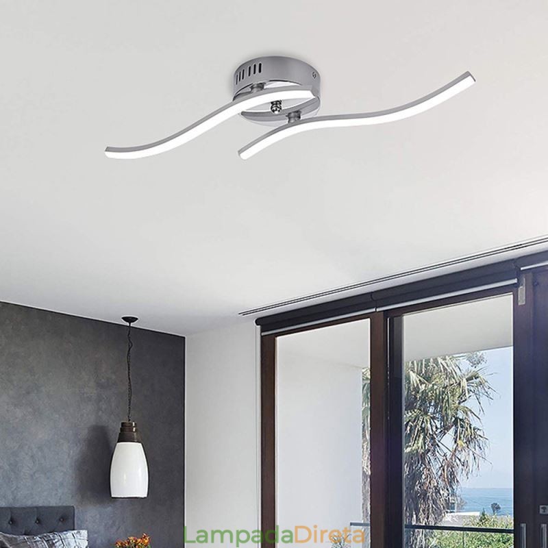 Luminária de teto em acrílico moderna e simples com formato de onda embutida