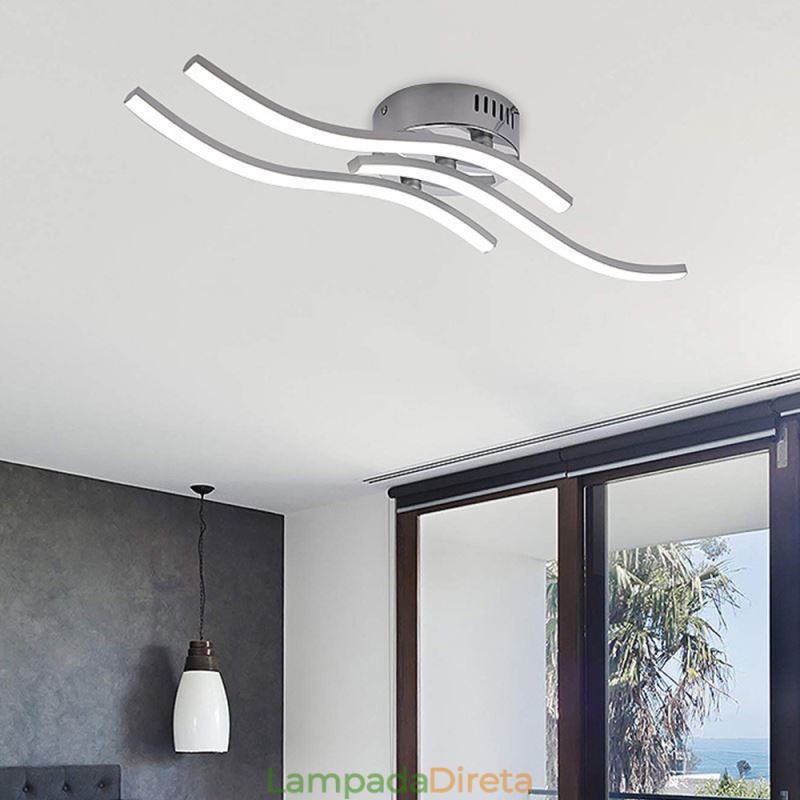 Luminária de teto em acrílico moderna e simples com formato de onda embutida