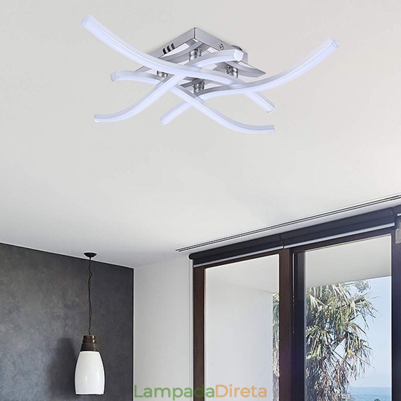 Luminária de teto em acrílico moderna e simples com 4 luzes em formato de onda