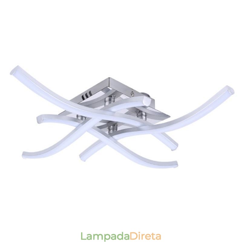 Luminária de teto em acrílico moderna e simples com 4 luzes em formato de onda