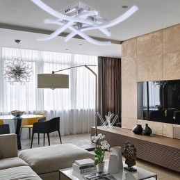 Luminária de teto em acrílico moderna e simples com 4 luzes em formato de onda