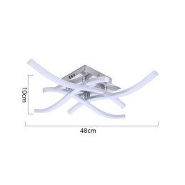 Luminária de teto em acrílico moderna e simples com 4 luzes em formato de onda