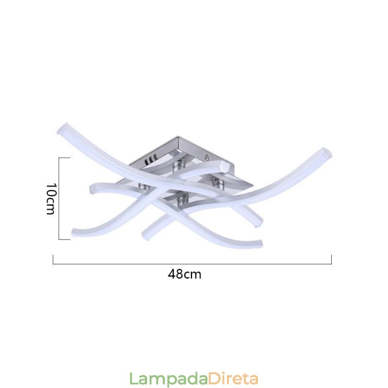 Luminária de teto em acrílico moderna e simples com 4 luzes em formato de onda