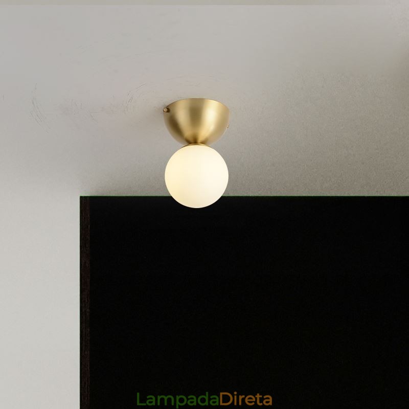 Mini luminária de teto embutida de latão nórdico para iluminação de foyer