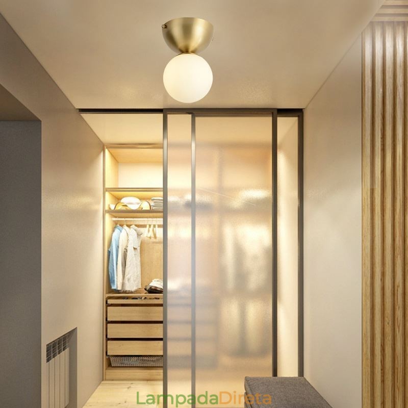 Mini luminária de teto embutida de latão nórdico para iluminação de foyer