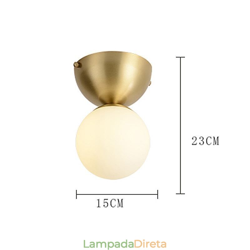 Mini luminária de teto embutida de latão nórdico para iluminação de foyer