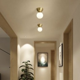 Mini luminária de teto embutida de latão nórdico para iluminação de foyer