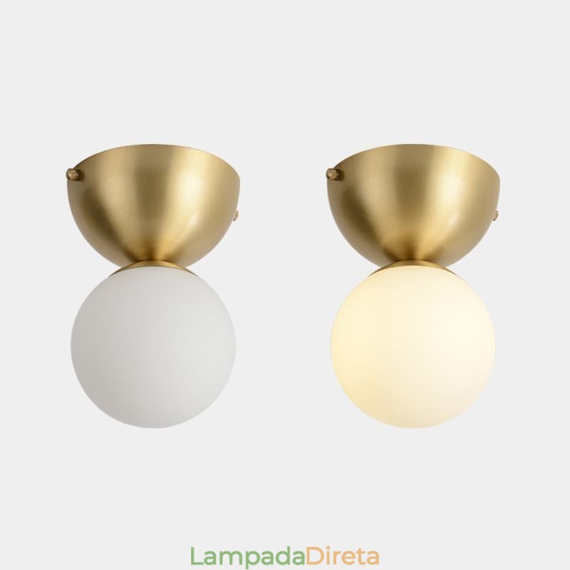 Mini luminária de teto embutida de latão nórdico para iluminação de foyer