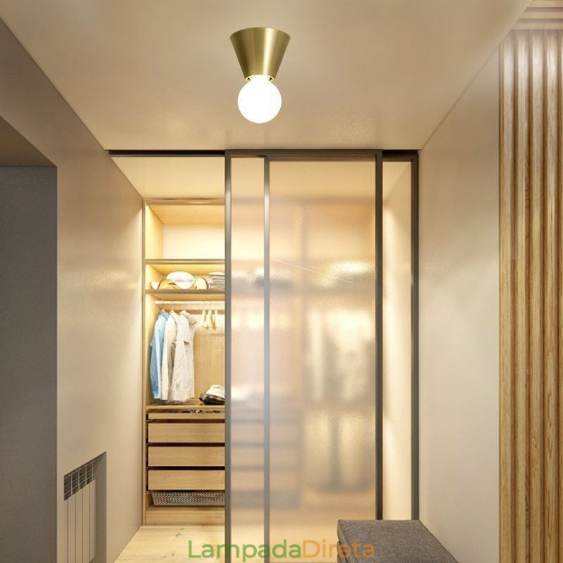 Mini luminária de teto embutida em latão nórdico