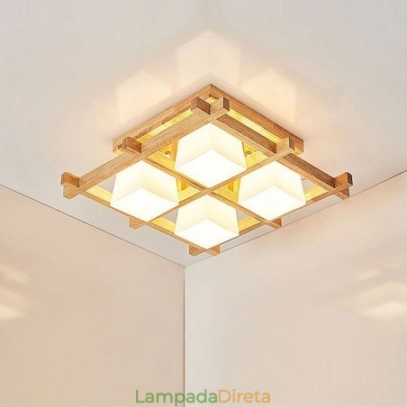Nordic Square Grid Luminária de teto embutida emborrachada Luz de madeira Nordic Square Grid Luminária de teto embutida emborrachada Luz de madeira