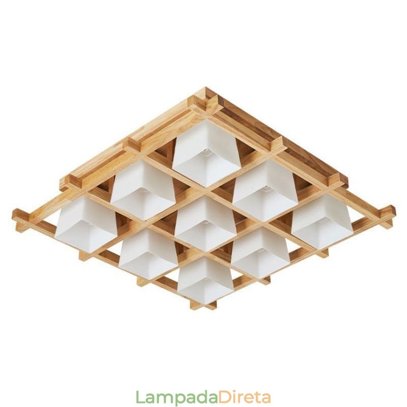 Nordic Square Grid Luminária de teto embutida emborrachada Luz de madeira