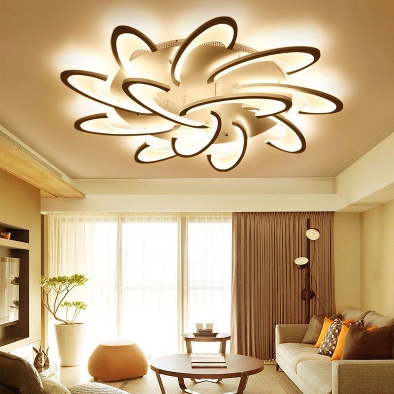 Luminária de teto moderna e simples de acrílico com moinho de vento embutido