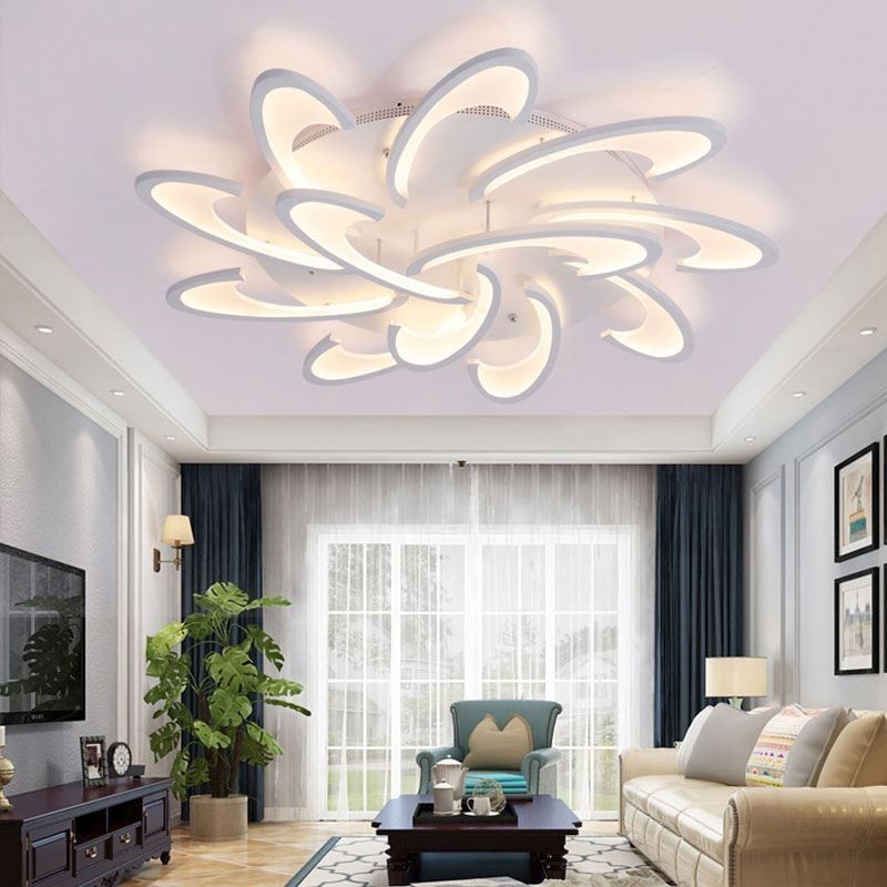Luminária de teto moderna e simples de acrílico com moinho de vento embutido