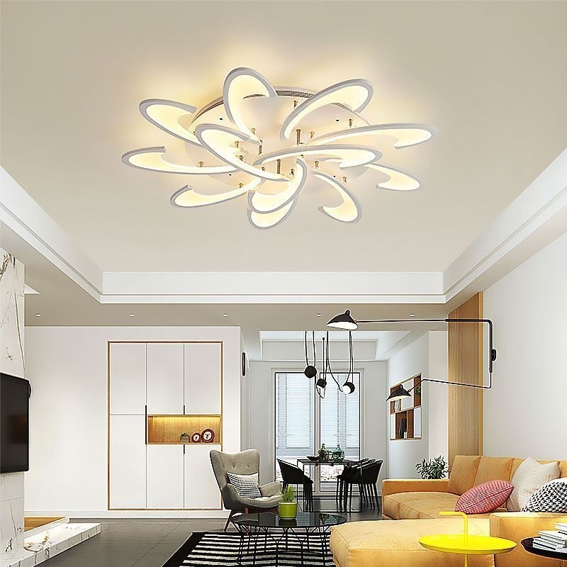 Luminária de teto moderna e simples de acrílico com moinho de vento embutido