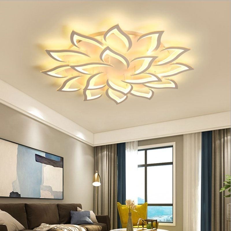 Luminária de teto em acrílico em formato de girassol, simples e moderna