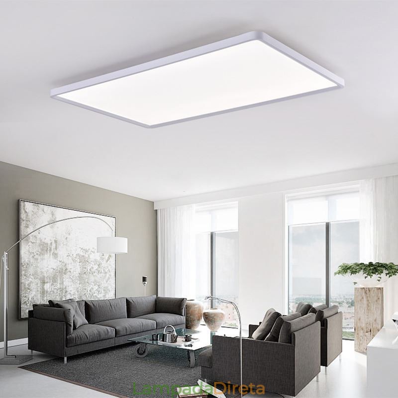 Painel nórdico de luz embutida super fina lâmpada de teto branca
