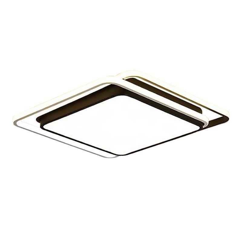 Luminária de teto geométrica moderna e simples embutida com moldura quadrada