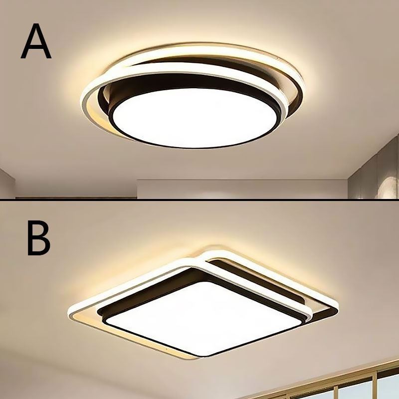 Luminária de teto geométrica moderna e simples embutida com moldura quadrada