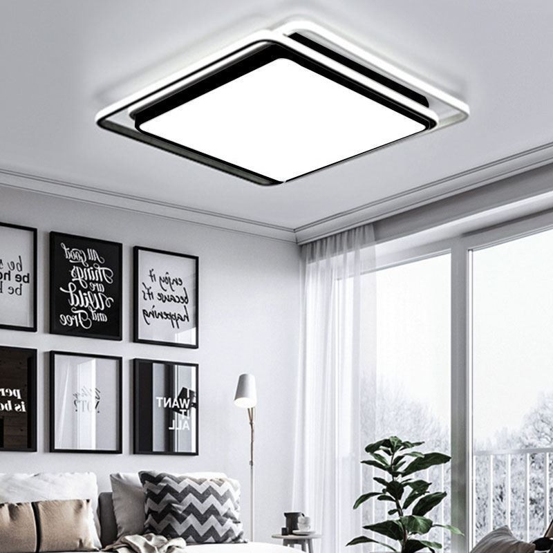 Luminária de teto geométrica moderna e simples embutida com moldura quadrada