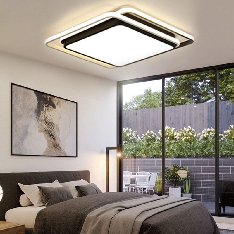 Luminária de teto geométrica moderna e simples embutida com moldura quadrada
