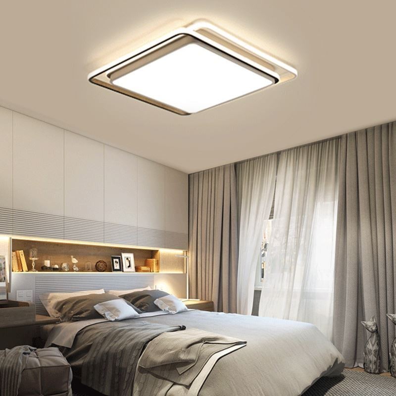 Luminária de teto geométrica moderna e simples embutida com moldura quadrada
