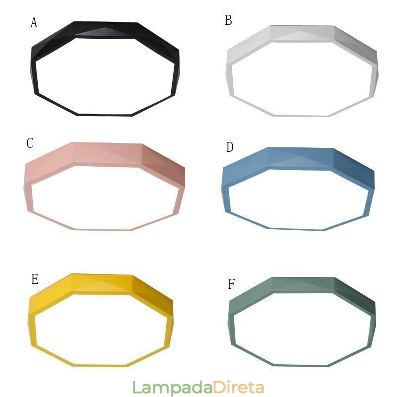 Luminária de teto moderna com design hexagonal especial e montagem embutida, lâmpada ultrafina