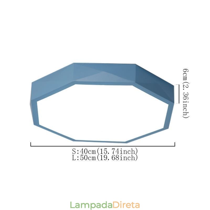 Luminária de teto moderna com design hexagonal especial e montagem embutida, lâmpada ultrafina