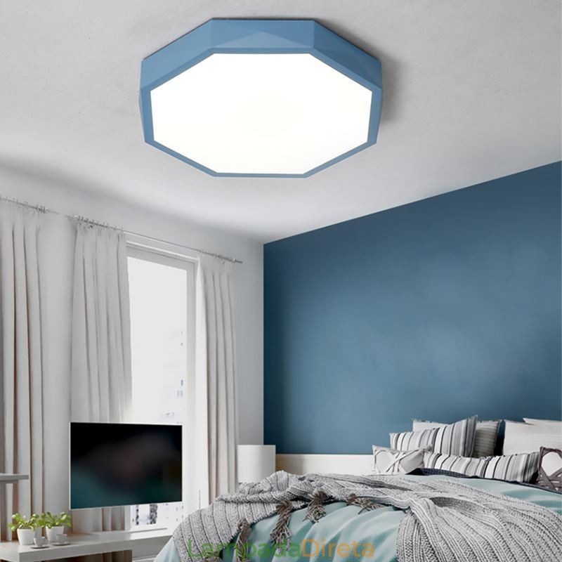 Luminária de teto moderna com design hexagonal especial e montagem embutida, lâmpada ultrafina