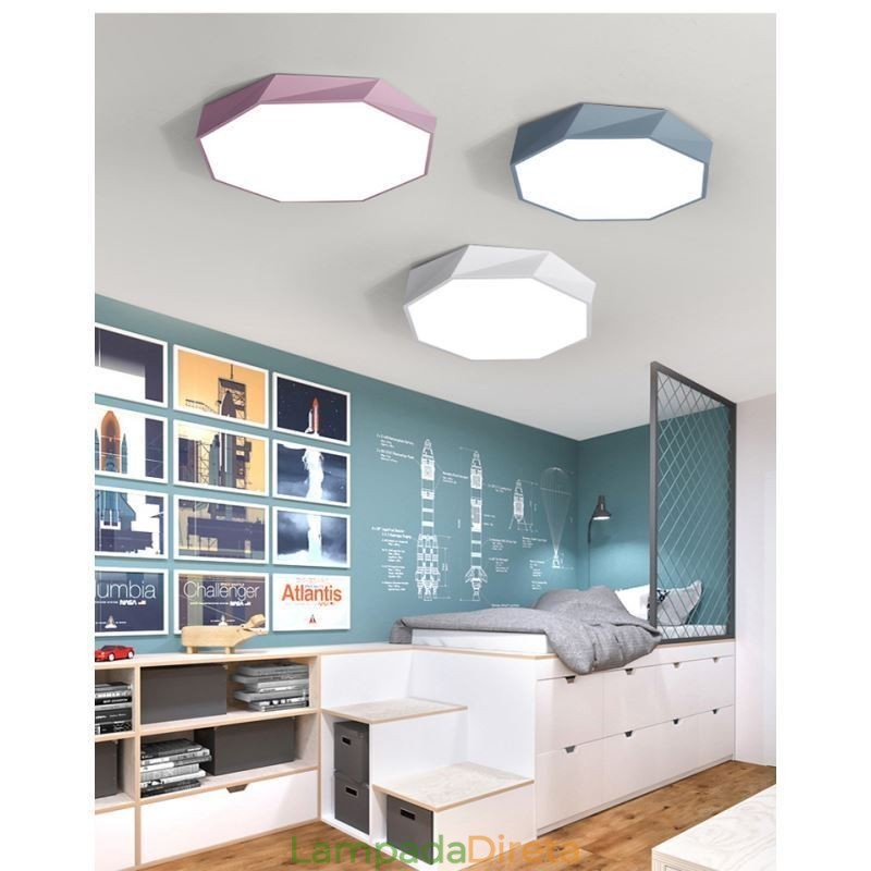 Luminária de teto moderna com design octogonal especial e montagem embutida, lâmpada ultrafina