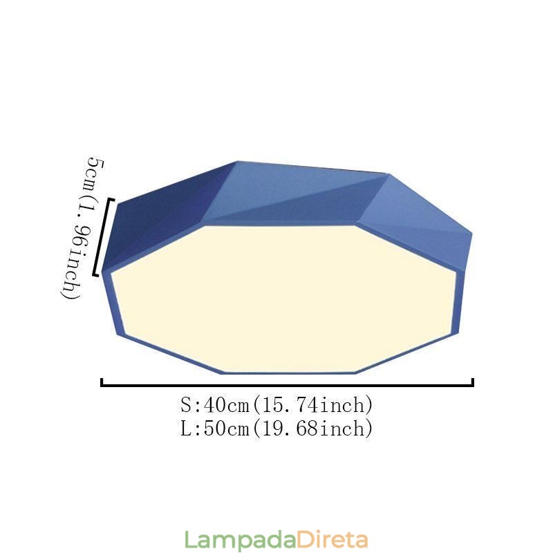 Luminária de teto moderna com design octogonal especial e montagem embutida, lâmpada ultrafina