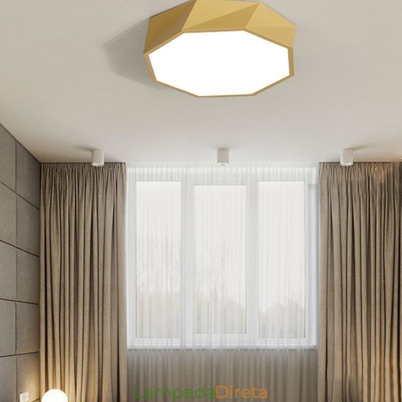 Luminária de teto moderna com design octogonal especial e montagem embutida, lâmpada ultrafina