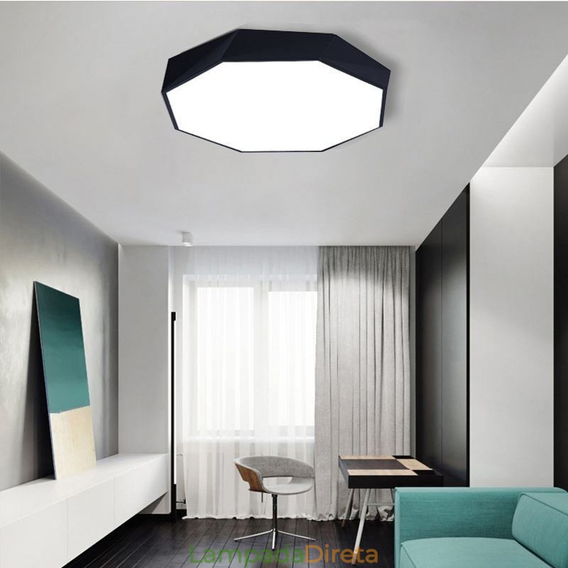 Luminária de teto moderna com design octogonal especial e montagem embutida, lâmpada ultrafina