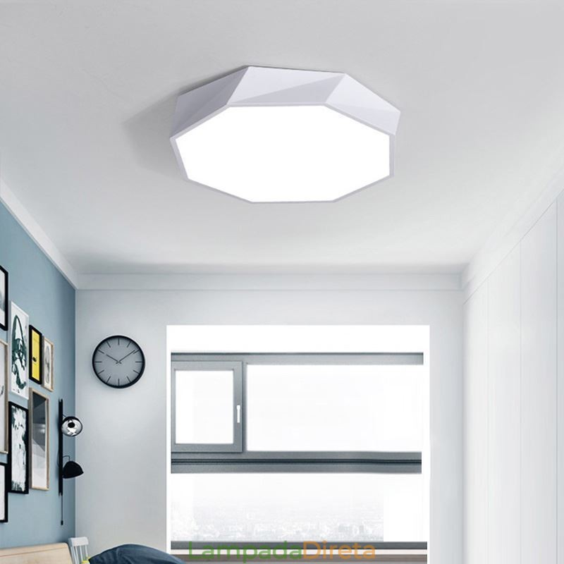 Luminária de teto moderna com design octogonal especial e montagem embutida, lâmpada ultrafina