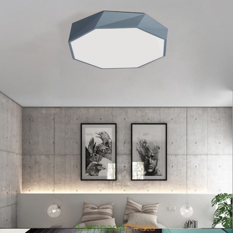 Luminária de teto moderna com design octogonal especial e montagem embutida, lâmpada ultrafina