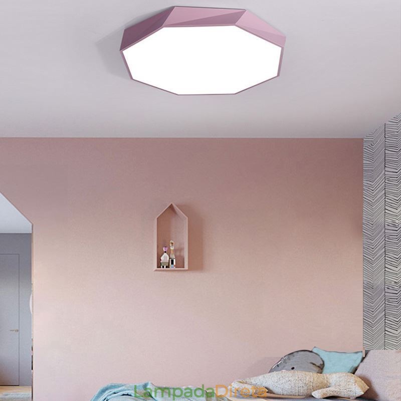 Luminária de teto moderna com design octogonal especial e montagem embutida, lâmpada ultrafina