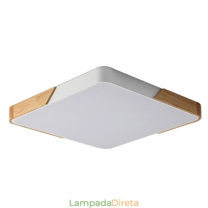 Luminária de teto com estrutura de madeira embutida simples, lâmpada de design superfino, luz de pendurar