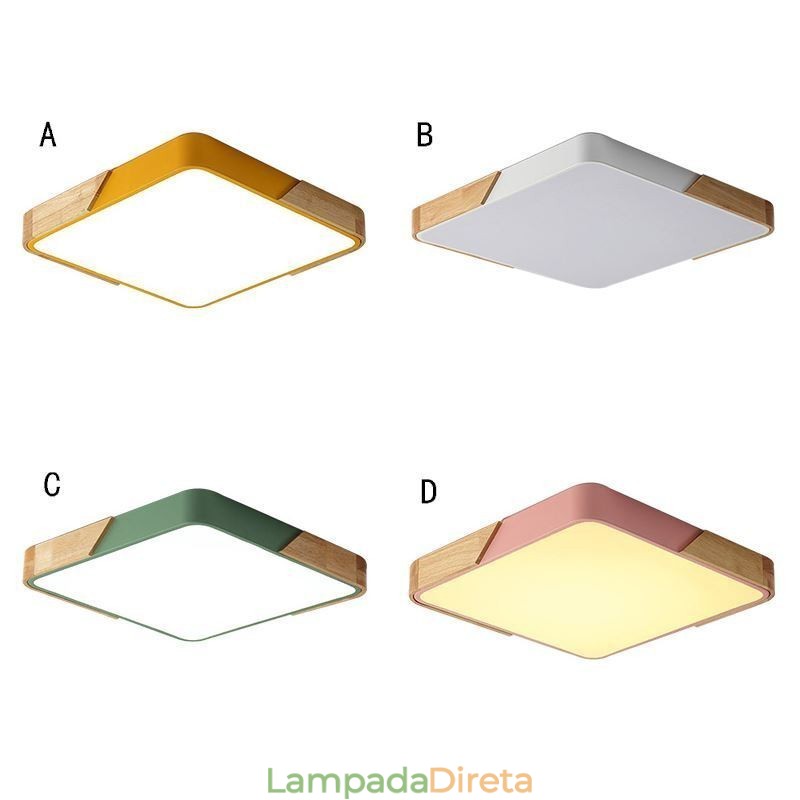 Luminária de teto com estrutura de madeira embutida simples, lâmpada de design superfino, luz de pendurar