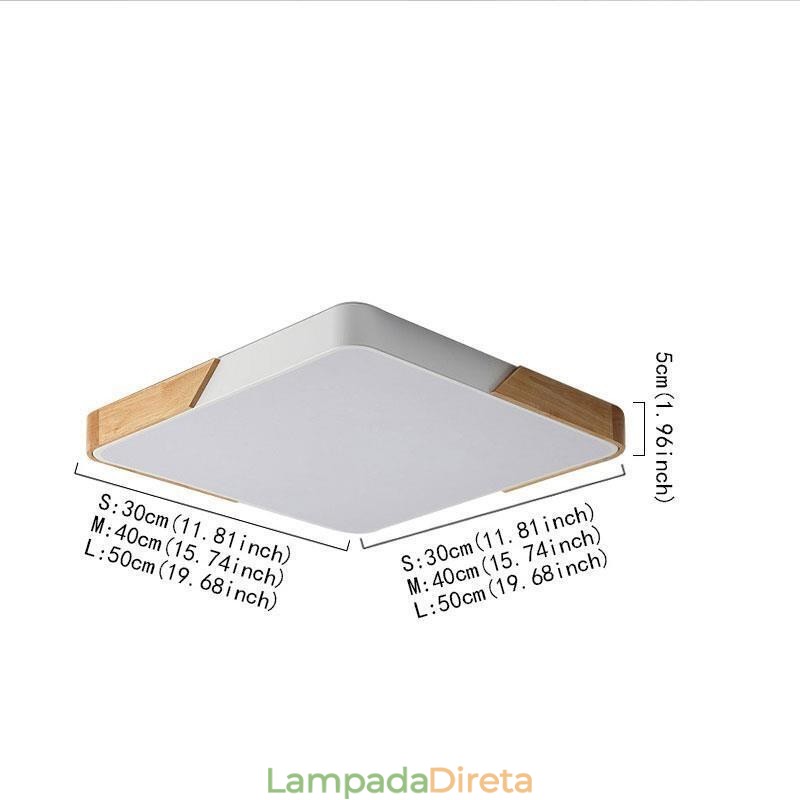 Luminária de teto com estrutura de madeira embutida simples, lâmpada de design superfino, luz de pendurar