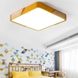 Luminária de teto com estrutura de madeira embutida simples, lâmpada de design superfino, luz de pendurar
