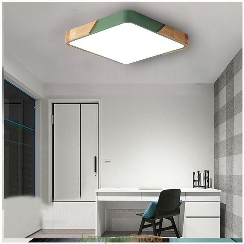 Luminária de teto com estrutura de madeira embutida simples, lâmpada de design superfino, luz de pendurar