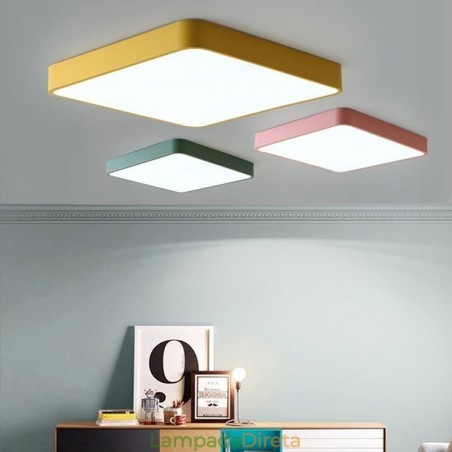 Simlpe Flush Mount Fino Quadrado Luz de Teto Economia de Energia Simlpe Flush Mount Fino Quadrado Luz de Teto Economia de Energia