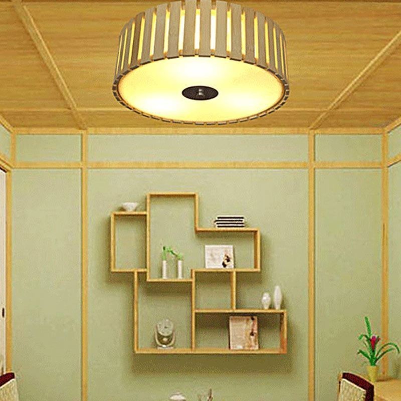 Grande luminária de teto criativa chinesa embutida de bambu para iluminação infantil